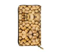 Garden Potatoes - Cartera larga de piel con estampado de patatas para mujer, a la moda, con múltiples ranuras para tarjetas, bolsillo para monedas, color negro, talla única