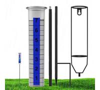 Garden Rain Gauge, Adjustable Rainwater Measuring Tool, Outdoor Gauge with Stake, Easy-Read Scale for Lawn, Yard, Farm, Deck, Terrace, Garden Irrigation, Weather Tracking
