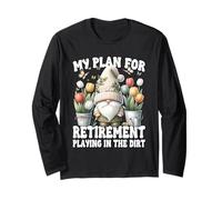 Garden Retirement Gnome For Retired Dad Playing In The Dirt Manga Larga