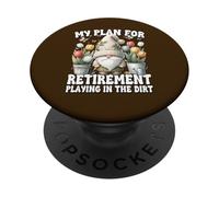 Garden Retirement Gnome For Retired Dad Playing In The Dirt PopSockets PopGrip Adhesivo