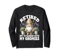 Garden Retirement Lavender Flower Gnome For Retired Mom Manga Larga
