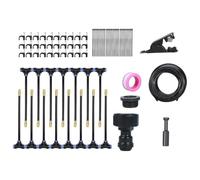 Garden Riego, Sprinkler Kit, Automatic System, Emitters Adjustable, 360 grados Coverage for Lawn Patio Flower Beds Trees Plantas para exteriores para interiores de crecer color negro