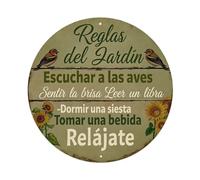 Garden Rules Listen to Birds Feel The Breeze Read A Book Take A Nap Have A Drink Relax, letrero de metal vintage para decoración de pared para el hogar, bar, cafetería, póster de metal de 8 x 8