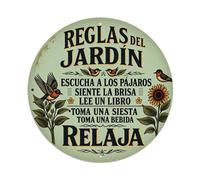Garden Rules Listen To The Birds Feel The Breeze Read A Book - Letrero redondo de metal de estilo vintage para el hogar, bar, jardín, decoración de pared, póster de metal de 20 x 20 cm