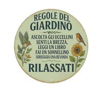 Garden Rules Listen to The Birds Feel The Breeze Read A Book Take A Nap Sip A Drink Relax, letrero de metal vintage para decoración de pared para el hogar, bar, cafetería, póster de metal de 8 x 8