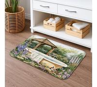 Garden Scene - Tapete de baño de secado rápido, floral, acuarela, vintage, absorbente, antideslizante, tapete decorativo de franela lavable para baño, inodoro, baño, 20 x 32 pulgadas