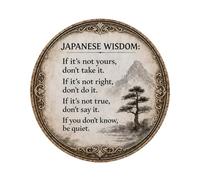 Garden Sign, Rustic Round Wooden Wall Art Plate with Wisdom Quote, Vintage