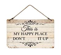 Garden Signs - 30x20cm This Is My Happy Place Don'T Ruin It Sign, Wooden Vintage Funny Signs for Front Door Porch Garden
