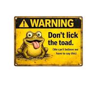 Garden Signs, Don't Lick The Toad Ornament, A Humorous Cartoon Toad Metal Wall Decoration, Funny Garden Signs For Outdoor Yard Porch Patio Lawn Front Backyard Garage