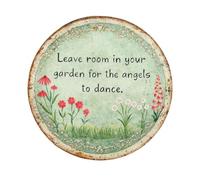 Garden Signs For Outside - Round Wooden Door Decor with Floral Design