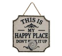 Garden Signs for Outside, This is My Happy Place Don't Ruin It Sign, Vintage Square Funny Wood Signs for Patio Farm Porch Bar