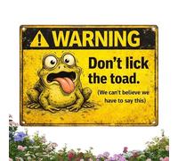 Garden Signs - Funny Don't Lick the Toad Decor, Weather-Resistant Outdoor Plate with Humorous Warning, Whimsical Lawn Ornament, Front Porch and Patio Sign, Backyard Wall Art for Home