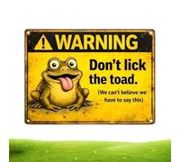 Garden Signs - Funny Don't Lick the Toad Decor, Weather-Resistant Outdoor Plate with Humorous Warning, Whimsical Lawn Ornament, Front Porch and Patio Sign, Backyard Wall Art for Home