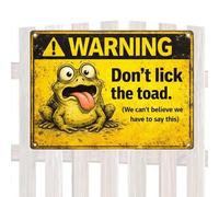 Garden Signs - Funny Don't Lick the Toad Decor, Weather-Resistant Outdoor Plate with Humorous Warning, Whimsical Lawn Ornament, Front Porch and Patio Sign, Backyard Wall Art for Home
