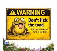 Garden Signs - Funny Don't Lick the Toad Decor, Weather-Resistant Outdoor Plate with Humorous Warning, Whimsical Lawn Ornament, Front Porch and Patio Sign, Backyard Wall Art for Home