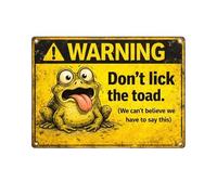 Garden Signs - Funny Don't Lick the Toad Decor, Weather-Resistant Outdoor Plate with Humorous Warning, Whimsical Lawn Ornament, Front Porch and Patio Sign, Backyard Wall Art for Home