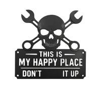 Garden Signs Outside - Metal Skull Decorative Patio Welcome Sign for Front Door | Outdoor Indoor with Wall Art, Rustic Hanging for Lawn Porch Farm Pathway Garage Cafe Home Bedroom Decor
