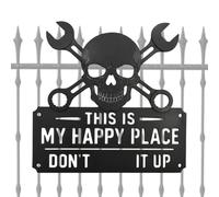 Garden Signs Outside - Metal Skull Decorative Patio Welcome Sign for Front Door | Outdoor Indoor with Wall Art, Rustic Hanging for Lawn Porch Farm Pathway Garage Cafe Home Bedroom Decor