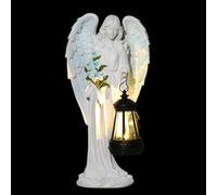 Garden Solar Angels, Resin Whimsical Sculpture, Weather-Resistant Angel Statue, 12.4x3.3x4x5.3 Inches Compact Backyard Statue, Ideal for Christmas, Front Yard, Landscaping, Patio and Porch