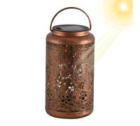 Garden Solar Lamp - Decorative Illumination Fixture for Night Ambience | Weatherproof Iron Frame with Shadow Casting Effect, Rechargeable Sun Power System, Easy Hook Setup & Ambient Lighting for Drive