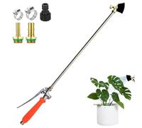 Garden Sprayer Wand, Metal Nozzle Tool, 26.38 Inches Adjustable Cleaning Attachment with Hose Connector, Shut Off Valve for Outdoor Planting, Tree Care, Flower Bed, Backyard Lawn, Patio Area