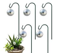 Garden Stakes For Plants | 5 Piece Waterproof Mirror Mini Pot Sticks | Disco Ball Garden Stakes | For Floral Pot Outdoor Indoor Pathway Home Walkway Lawn Patio Planter