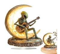 Garden Statue, Boho Decor, Figurilla Escultura, Desk Decor, Acrylic Decor, Moon Guitarist Figurine, Collectible Statue, Acrylic Sculptures for Home, Coffee