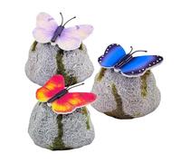 Garden Stones - LED Butterfly Lawn Decorations, Artificial Rock Lighting, Rechargeable Scenic Ornaments Creating Bright Atmosphere During Backyard Path Entrance Flowerbed Gathering Relaxation