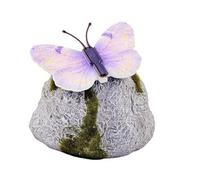 Garden Stones - Solar LED Butterfly Light Up Landscape Decorative Stones Glow Garden Sculpture Outdoor Pathway Lawn Patio Flower Bed Yard Pond Decor