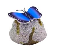 Garden Stones - Solar LED Butterfly Light Up Landscape Decorative Stones Glow Garden Sculpture Outdoor Pathway Lawn Patio Flower Bed Yard Pond Decor