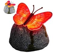 Garden Stones - Solar LED Butterfly Light Up Landscape Rocks | Decorative Outdoor Imitation Stone Lights for Pathway and Lawn Accent | Weather Resistant Glow Garden Decor for Day and Night Display