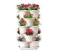 Garden Tower | 5 Pieces Raised Stackable Tiered Planting pod - Vertical Strawberry Towers for Patio Balcony Yard Home House Outdoor Indoor Flower
