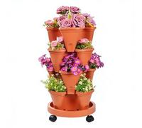 Garden Tower Planter - 4-Tier Strawberry Pot for Growing Vegetables | Stackable Vertical Garden with Detachable Trays, Space-Saving Flower Fruit Planter for Home Balcony Patio Yard