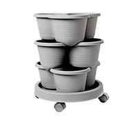 Garden Tower, Vertical Planter, Stackable Flower Pot, Removable Wheels Base, Gardening Tool Kit, Indoor Outdoor Balcony Use, 12.4x5.31 Inches Black White Gray Set 1385g