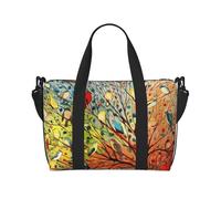 Garden Tree and Birds - Bolso bandolera portátil para mujer, ideal para gimnasio, entrenamientos, viajes y viajes