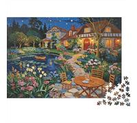 Garden Villa 1000 Pieza Puzzles Recycled Pastoral Paint Senior Puzzles Tiempo de Juego Familiar Props Party Accesorios de Juego para Adultoos and Age 10 Up 70x50cm/1000pcs