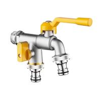 Garden Water Faucet, Hose Adapter Connector, Frost Proof Destachable Double Leak Proof Splitter Design, Yard Lawn Patio Accessory for Deck Porch House Shed Garage Driveway Farm Riego Washing
