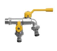 Garden Water Faucet, Latón Tap con doble salida, Wash Machine Connector Latss Water Faucet for Garden, Orchard, Kitchen, Garage Ideal para jardín, orchard, Kitchen, and Garage Use