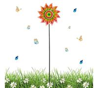 Garden Wind Spinners, Metal Flower Windmill Stake | Outdoor Rotating Yard Decoration, Weather Resistant KinetiicSpinner, Durable Ground Stake Ornament Display For Yard Backyard Patio Beach Fall