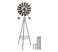 Garden Windmill Potting Rack | Dual Use Iron Shelf & Rotating Windmill | Weatherproof Outdoor Decor for Garden/Lawn/Party | Easy Assembly, 155.2oz Stable Base