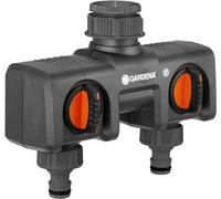 Gardena 08195-80 - Divisor de Manguera de jardín bidireccional con válvulas de Control de Flujo, Conecta 2 mangueras a 1 Grifo, Fabricado en Alemania