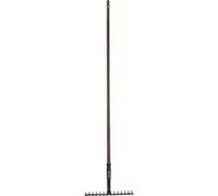 GARDENA 17106-20 - Rastrillo Metal OnePiece. Herramienta multi tarea para rastrillar, nivel la tierra y cultivar la tierra. Material del mango Madera de haya con sello, FSC® 100%
