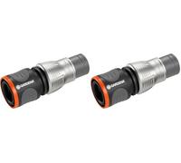 Gardena 18255-20 - Conector de manguera Premium, 13.mm (1/2") - 15 mm (5/8") adaptador para grifo de agua, resistente a las heladas, negro, (Paquete de 2)