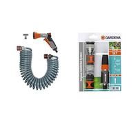 Gardena 4647-20 4647-20-Manguera riego de 10 m. Manguera Flexible, Pistola multichorro Classic, Ref. 8120 y Accesorios de conexión, Gris + 18291-20 Kit, Negro, Gris, Naranja, Plata