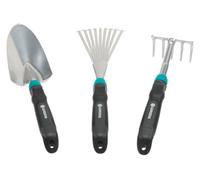Gardena 8964-60 Comfort Small Equipment Set,juego ideal para parterres y balcones compuesto por una paleta para flores, una escoba pequeña y un rastrillo para flores