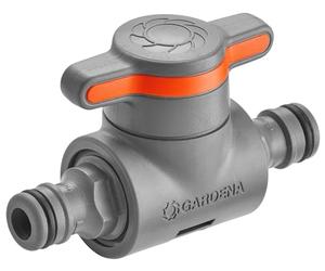 Gardena acoplamiento con válvula reguladora: Acoplamiento para manguera para regular gradualmente el flujo del agua en el recorrido o cerrarlo, regulando el alcance de un aspersor (18266-20)