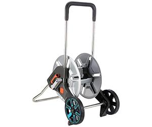 Gardena AquaRoll M Easy Metall Set - Carro portamangueras (Metal), Color Plateado, Naranja