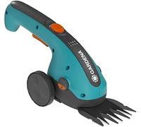 Gardena ClassicCut Li 9855-20 Set de tijeras cortacésped con batería set completo de tijeras para césped con mango telescópico y ruedas, Color Turquesa/Negro/Naranja, 36 x 13