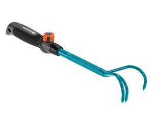 GARDENA Combisystem 8921-20 - Extirpador pequeño, aireador de 3 púas para mullir y airear la tierra, mango ergonómico, protección anticorrosión, ancho de trabajo 7 cm, Multicolor, 40.7 x 7.2 x 8.2 cm