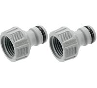 Gardena conector de grifo 21 mm (G 1/2 pulgada): adaptador para conectar una manguera de agua, tecnología antisalpicaduras, a prueba de heladas, sistema original de Gardena (18220-20). (Paquete de 2)